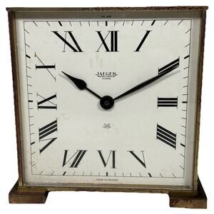 Vintage Jaeger LIC ATO Electromechanic Brass Desk Table Clock Circa 1960’s GUC